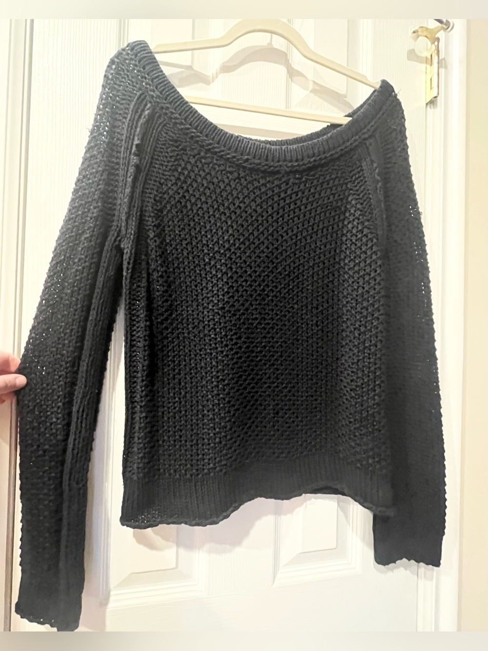 Free People Textured Knit Sweater - Navy Blue - Size Small